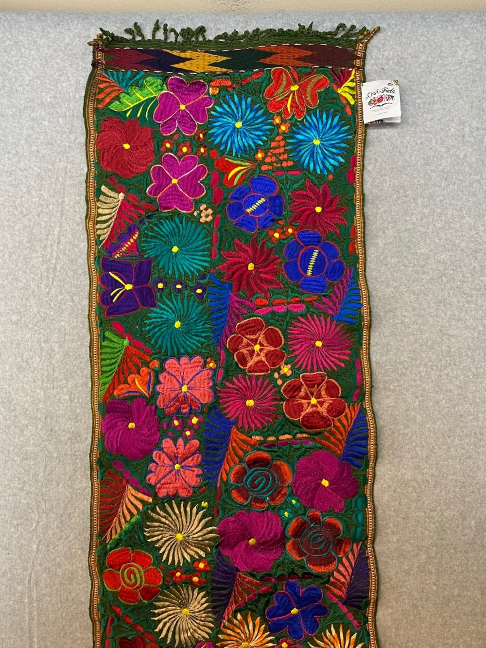 NEW! Closet De Frida • Floral Embroidered Table Runner • Bold Colors